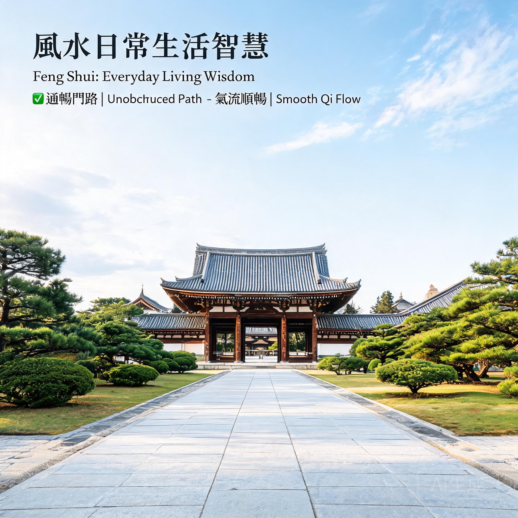 法隆寺正門開放、無雜物的入口通道照片，沒有任何障礙物阻擋訪客動線