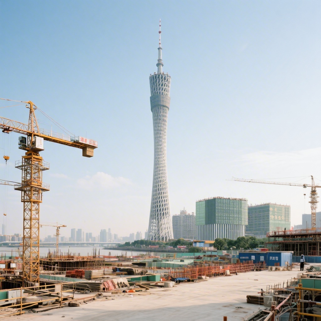 歷史照片:約2008年的廣州塔施工現場