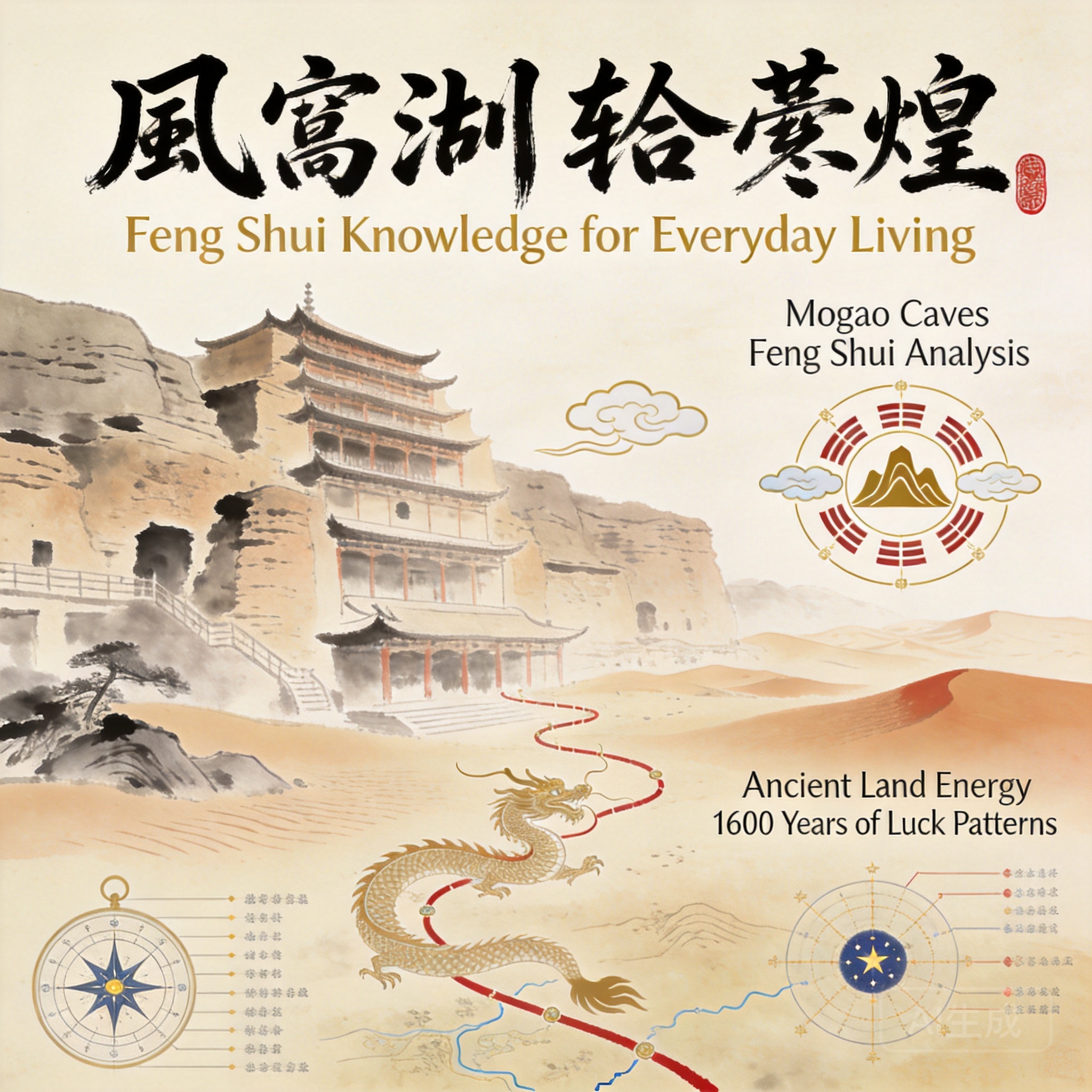 風水生活化知識插圖:莫高窟風水分析、古代地氣、1600年運勢格局