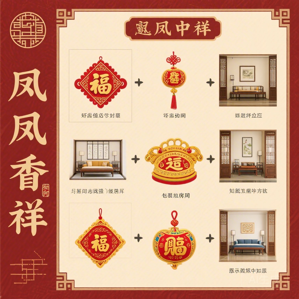 按房間分類的開運擺飾擺放位置快速參考圖，無複雜術語