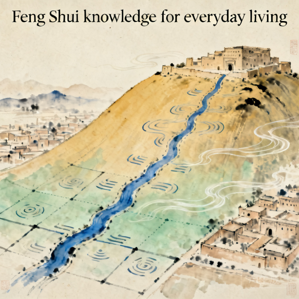 Side profile of Susa&rsquo;s gentle north-to-south slope, with markings of the ancient central water channel that distributed qi across all four city quarters