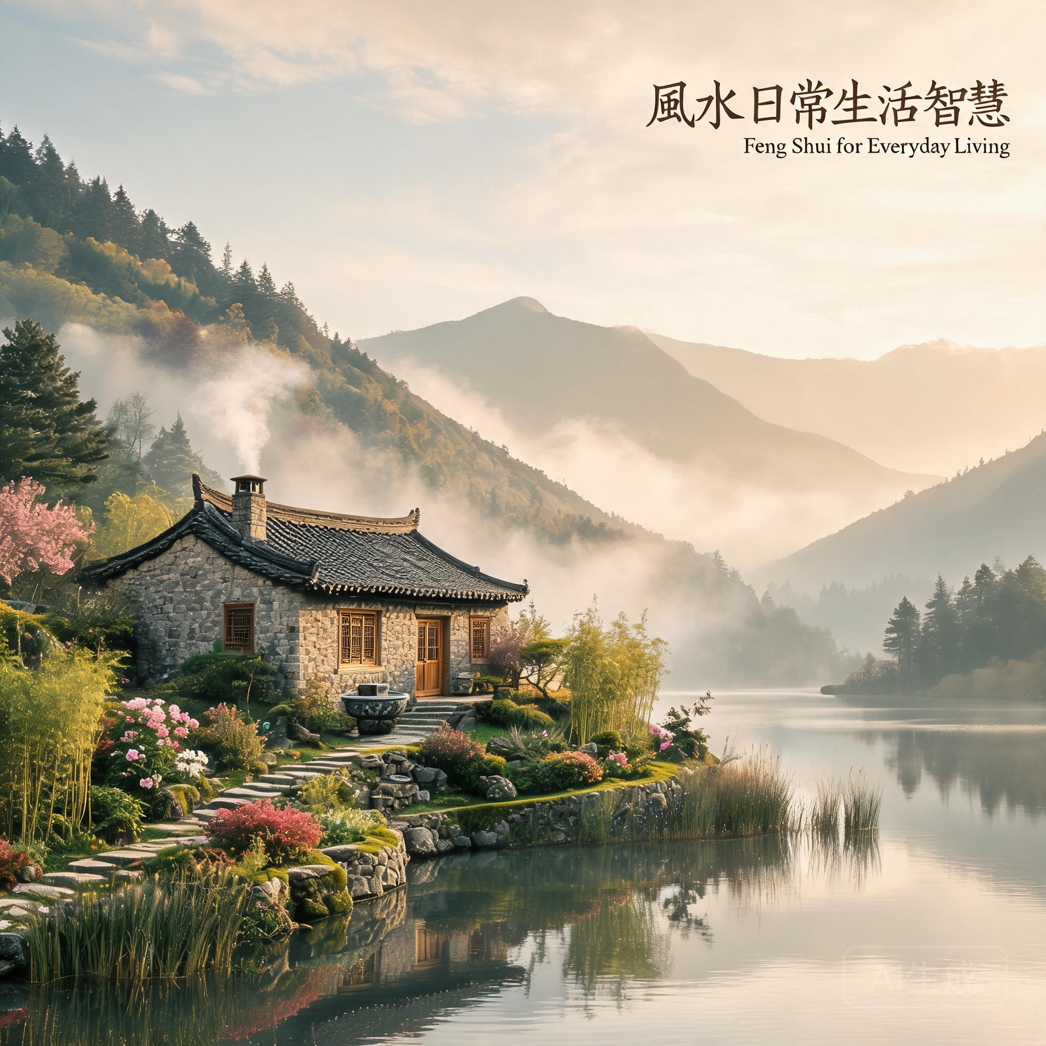 17世紀溫德米爾山谷石造小屋的照片，屋前花園向湖面傾斜，屋後則是高聳的高地